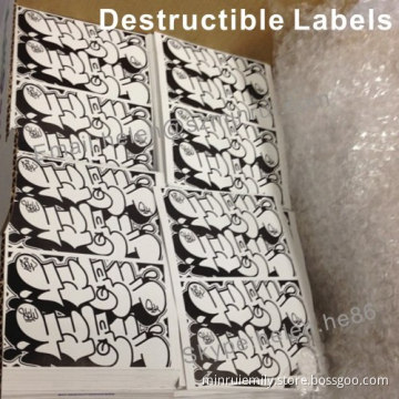 Anti-fake Destructible Vinyl Labels,printing White Background Black Words Destructive Stickers,tamper Evident Labels 